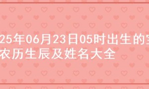 2025年06月23日05时出生的宝宝农历生辰及姓名大全