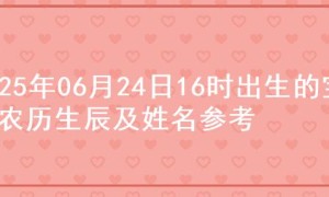 2025年06月24日16时出生的宝宝农历生辰及姓名参考
