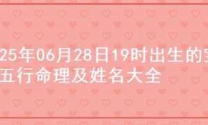 2025年06月28日19时出生的宝宝五行命理及姓名大全