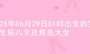 2025年06月29日01时出生的宝宝生辰八字及姓名大全