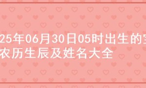 2025年06月30日05时出生的宝宝农历生辰及姓名大全
