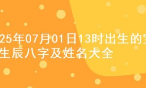 2025年07月01日13时出生的宝宝生辰八字及姓名大全