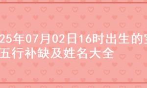 2025年07月02日16时出生的宝宝五行补缺及姓名大全
