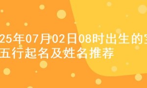 2025年07月02日08时出生的宝宝五行起名及姓名推荐