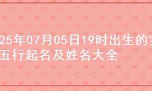 2025年07月05日19时出生的宝宝五行起名及姓名大全