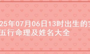 2025年07月06日13时出生的宝宝五行命理及姓名大全