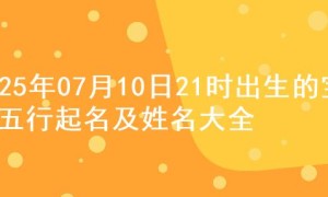 2025年07月10日21时出生的宝宝五行起名及姓名大全