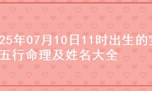 2025年07月10日11时出生的宝宝五行命理及姓名大全