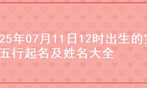 2025年07月11日12时出生的宝宝五行起名及姓名大全