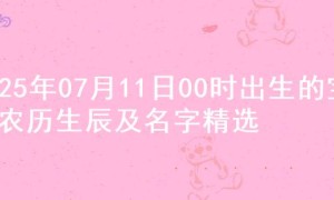 2025年07月11日00时出生的宝宝农历生辰及名字精选