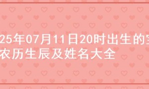 2025年07月11日20时出生的宝宝农历生辰及姓名大全