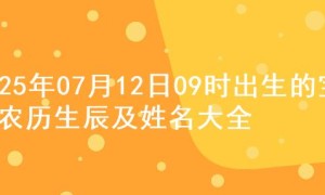2025年07月12日09时出生的宝宝农历生辰及姓名大全