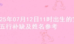 2025年07月12日11时出生的宝宝五行补缺及姓名参考