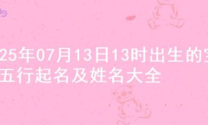 2025年07月13日13时出生的宝宝五行起名及姓名大全