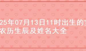 2025年07月13日11时出生的宝宝农历生辰及姓名大全
