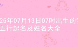 2025年07月13日07时出生的宝宝五行起名及姓名大全