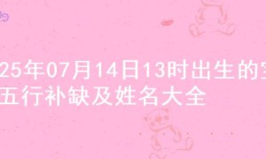 2025年07月14日13时出生的宝宝五行补缺及姓名大全