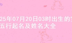 2025年07月20日03时出生的宝宝五行起名及姓名大全