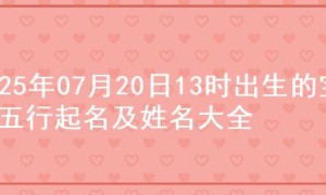 2025年07月20日13时出生的宝宝五行起名及姓名大全