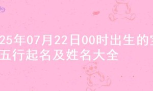 2025年07月22日00时出生的宝宝五行起名及姓名大全