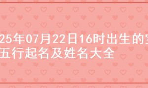 2025年07月22日16时出生的宝宝五行起名及姓名大全