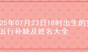 2025年07月23日18时出生的宝宝五行补缺及姓名大全
