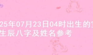 2025年07月23日04时出生的宝宝生辰八字及姓名参考