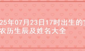 2025年07月23日17时出生的宝宝农历生辰及姓名大全